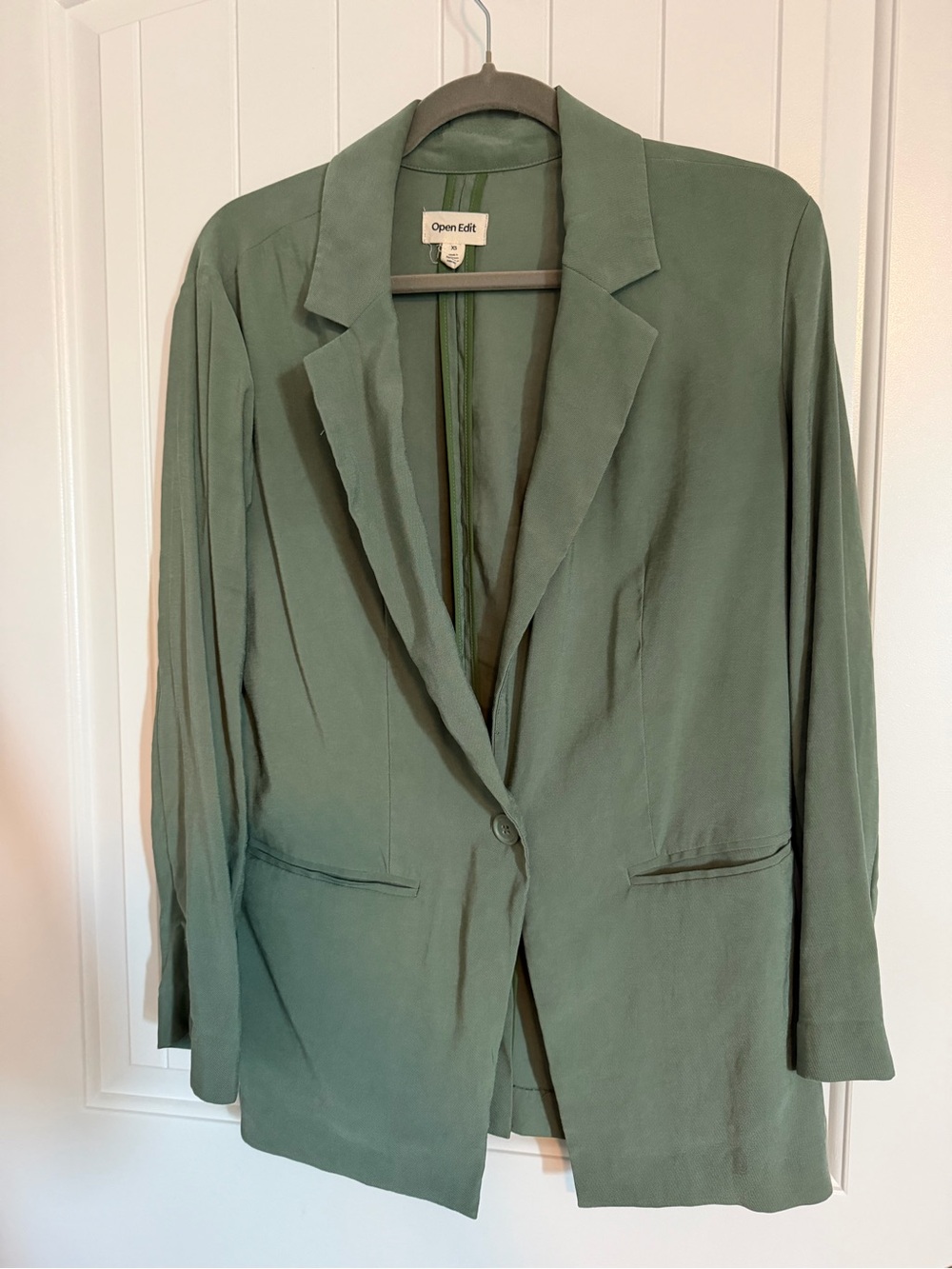 Open Edit Women's Moss Green Single-Button Blazer